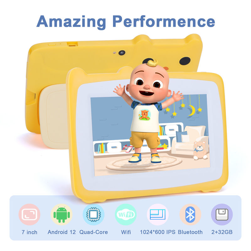 C Idea 7 pulgadas niños pantalla táctil tabletas cámaras duales pantalla de alta definición 2 + 32G amarillo