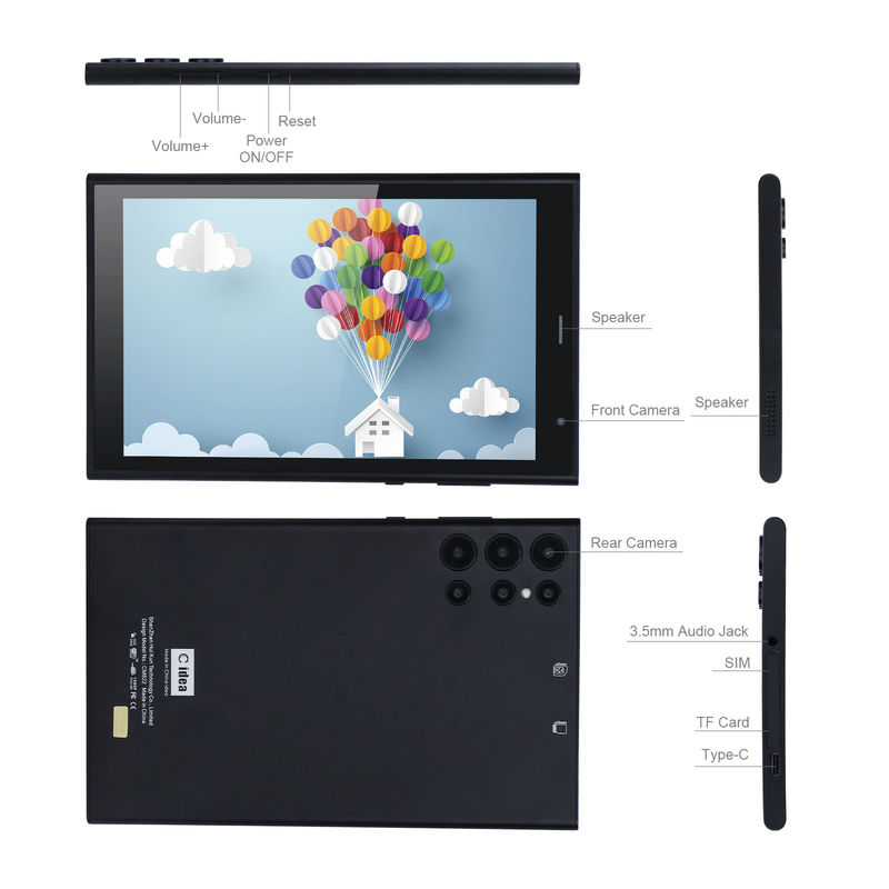 C idea 8 pulgadas Android Tablet PC 8 GB de RAM 512 GB de ROM Cuad Core 800 * 1280 HD Tabletas con WIFI / tarjeta SIM CM822 (Negro)