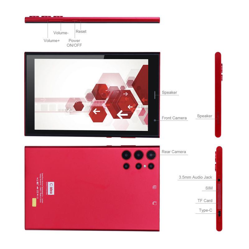 C idea WiFi Tablet PC de 8 pulgadas con gran duración de la batería de 8000 mAh 512 GB Almacenamiento doble cámara de 5MP + 8MP CM822 (rojo)