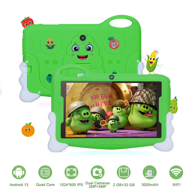 C idea Niños Estudiantes Tablet de estudio 7 pulgadas linda larga duración de la batería 32GB Almacenamiento 2MP + 5MP cámaras duales CM90 verde