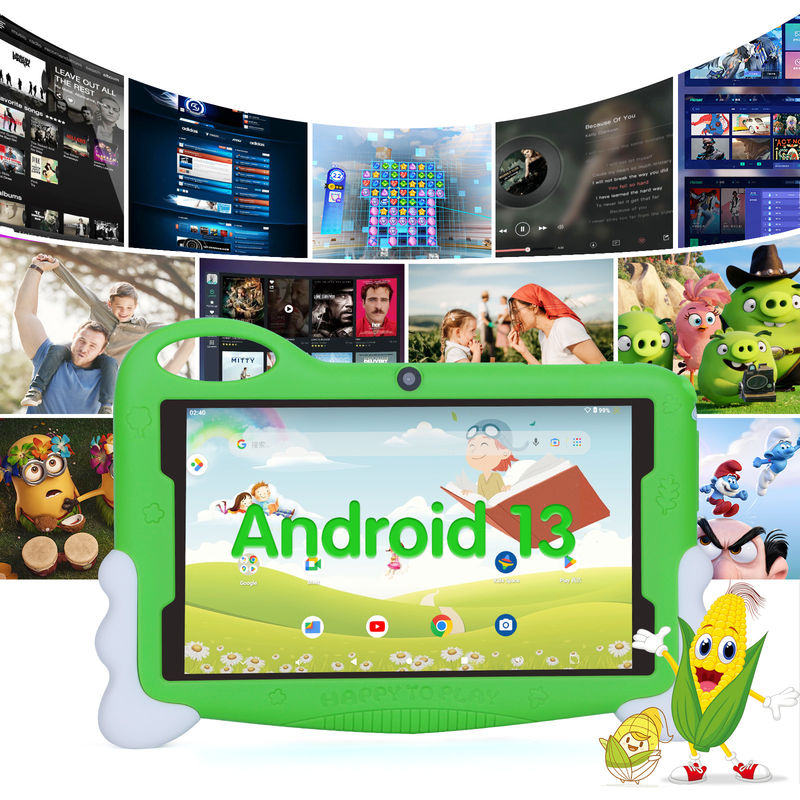 C idea Niños Estudiantes Tablet de estudio 7 pulgadas linda larga duración de la batería 32GB Almacenamiento 2MP + 5MP cámaras duales CM90 verde