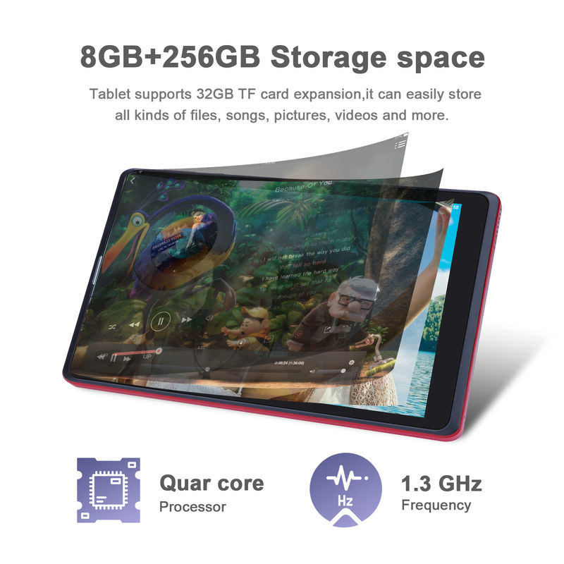 C idea Android 8 pulgadas Tablet PC 256GB Gran capacidad de almacenamiento 5MP + 8MP cámaras 8000mAh duración de la batería lectura CM835 Rojo