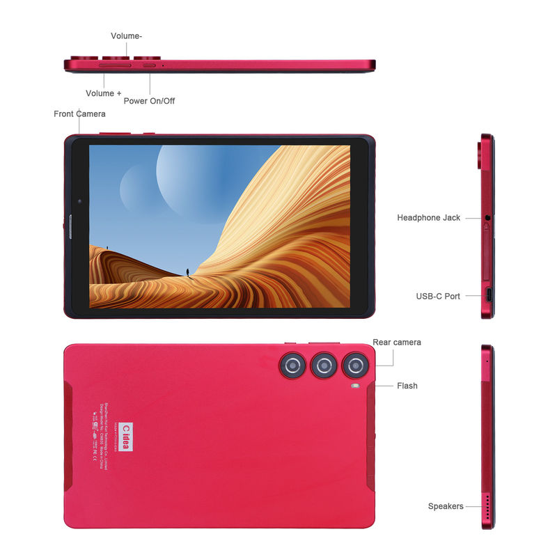 C idea Android 8 pulgadas Tablet PC 256GB Gran capacidad de almacenamiento 5MP + 8MP cámaras 8000mAh duración de la batería lectura CM835 Rojo