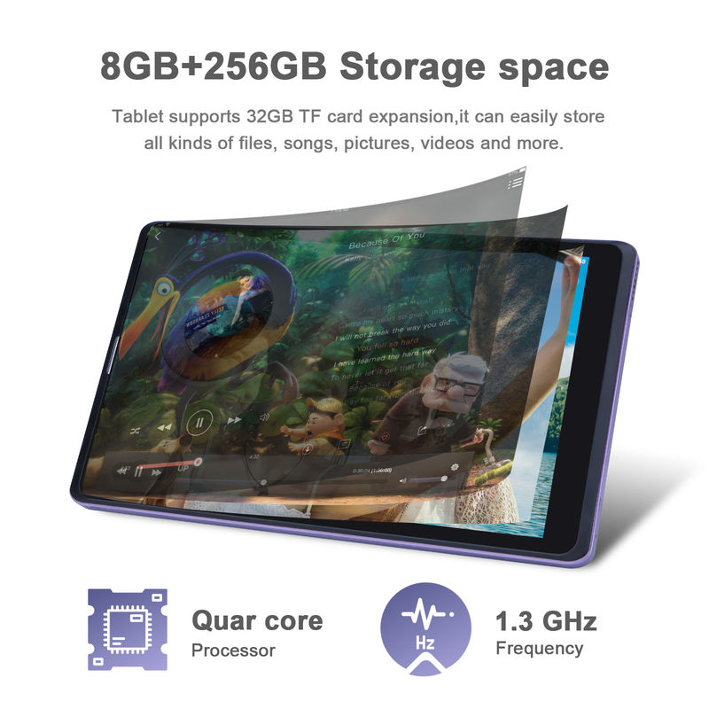 C idea Android 12 Tablets Púrpura Lectura portátil Larga duración de la batería Tarjeta TF Tablets de pantalla HD expandible con caja CM835