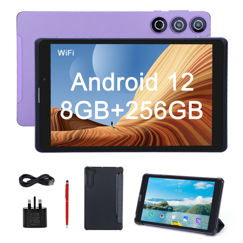 C idea Android 12 Tablets Púrpura Lectura portátil Larga duración de la batería Tarjeta TF Tablets de pantalla HD expandible con caja CM835