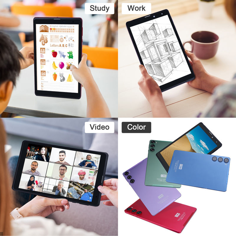 C idea Android 12 Tablets Púrpura Lectura portátil Larga duración de la batería Tarjeta TF Tablets de pantalla HD expandible con caja CM835
