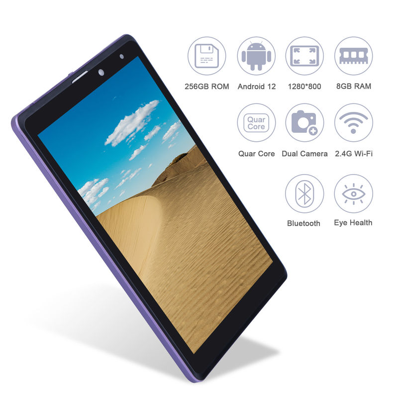 C idea Android 12 Tablets Púrpura Lectura portátil Larga duración de la batería Tarjeta TF Tablets de pantalla HD expandible con caja CM835