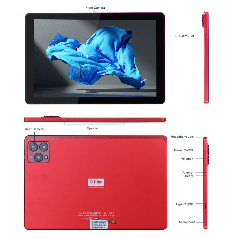 C idea 10 pulgadas Android 12 Tablet 8GB RAM 256GB ROM Modelo CM8000PLUS Rojo
