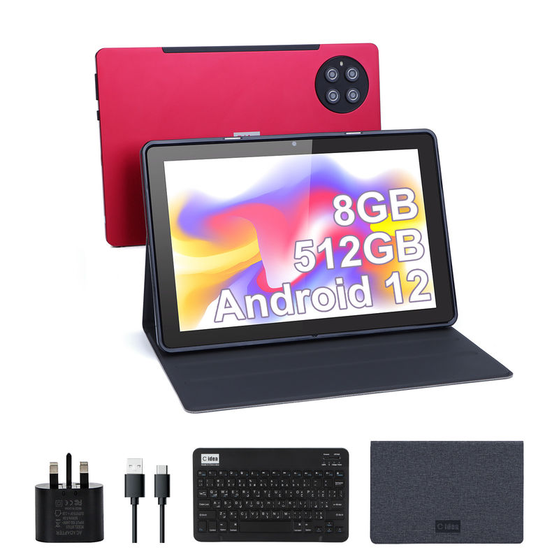 C idea 9.7 pulgadas Android 12 Tablet 8 GB de RAM 512 GB de ROM Modelo CM7800 Rojo