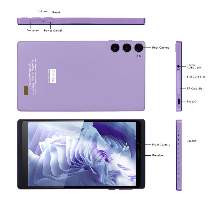 C idea 7 pulgadas 6 + 128GB 6000mAh Android Tablet PC con SIM para estudiantes CM525 Púrpura