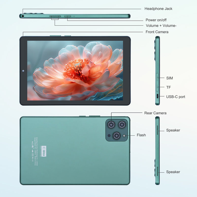 C idea 9 pulgadas Android 12 Tablet 8GB RAM 512GB ROM 5MP + 8MP Tablet WIFI de doble cámara con SIM CM915 (verde)