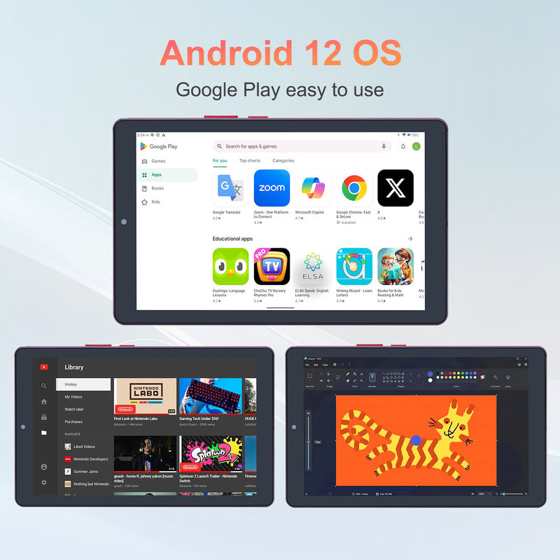 C idea 9 pulgadas Android 12 Tablet 8GB RAM 512GB ROM 5MP + 8MP Tablet WIFI de doble cámara con SIM CM915 (rojo)