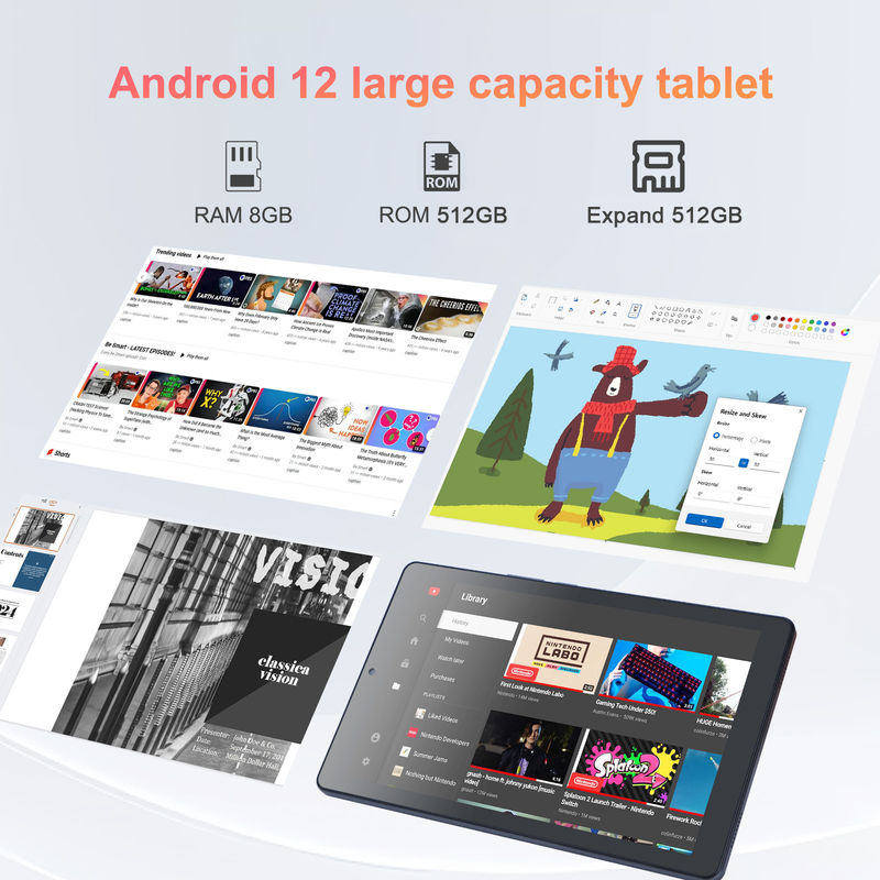 C idea 9 pulgadas Android 12 Tablet 8GB RAM 512GB ROM 5MP + 8MP Tablet WIFI de doble cámara con SIM CM915 (gris)