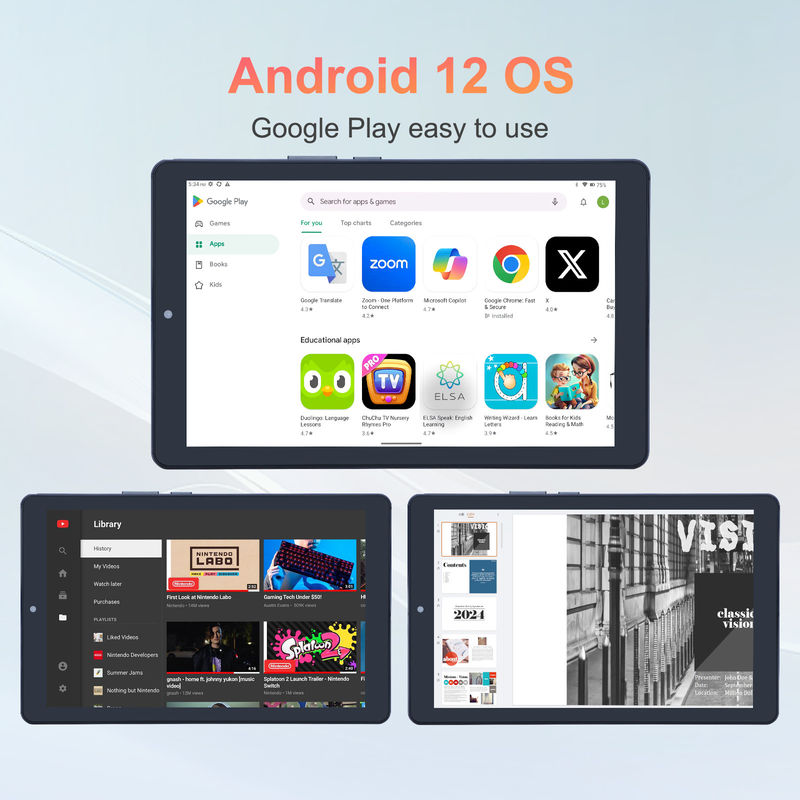 C idea 9 pulgadas Android 12 Tablet 8GB RAM 512GB ROM 5MP + 8MP Tablet WIFI de doble cámara con SIM CM915 (gris)