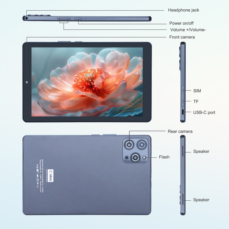 C idea 9 pulgadas Android 12 Tablet 8GB RAM 512GB ROM 5MP + 8MP Tablet WIFI de doble cámara con SIM CM915 (gris)