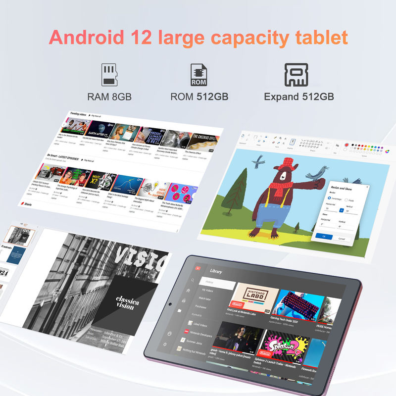 C idea 9 pulgadas Android 12 Tablet 8GB RAM 512GB ROM 5MP + 8MP Tablet WIFI de doble cámara con SIM CM915 (rosa)