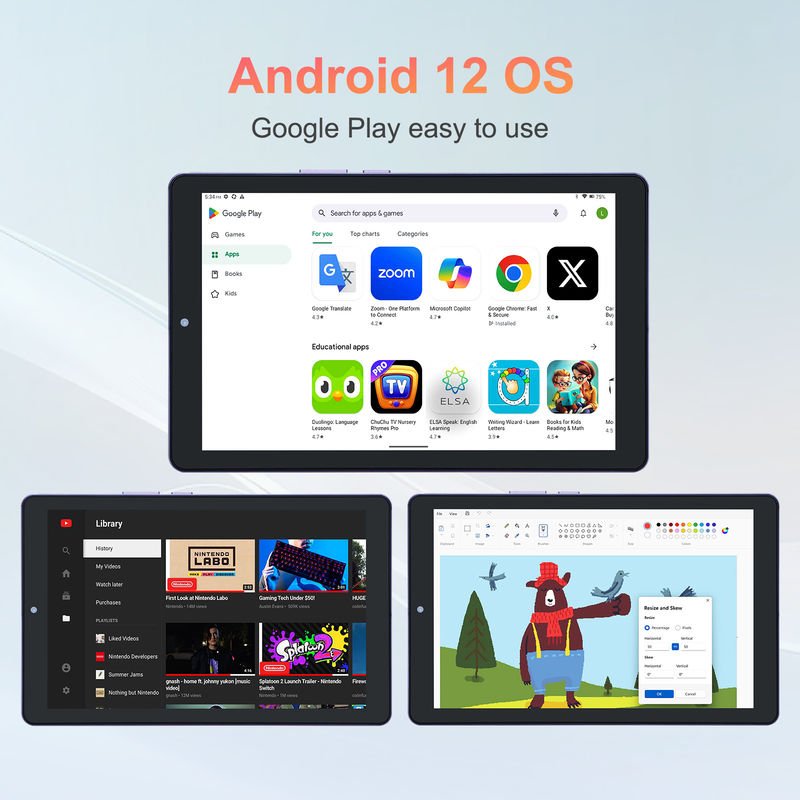 C idea 9 pulgadas Android 12 Tablet 8GB RAM 512GB ROM 5MP + 8MP Tablet WIFI de doble cámara con SIM CM915 (Púrpura)