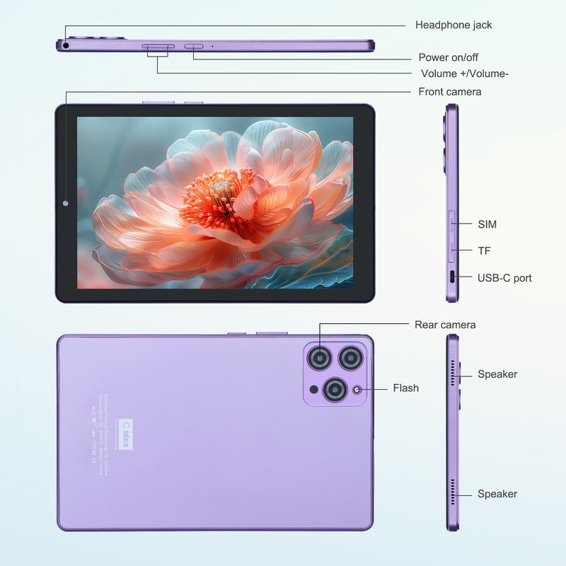 C idea 9 pulgadas Android 12 Tablet 8GB RAM 512GB ROM 5MP + 8MP Tablet WIFI de doble cámara con SIM CM915 (Púrpura)