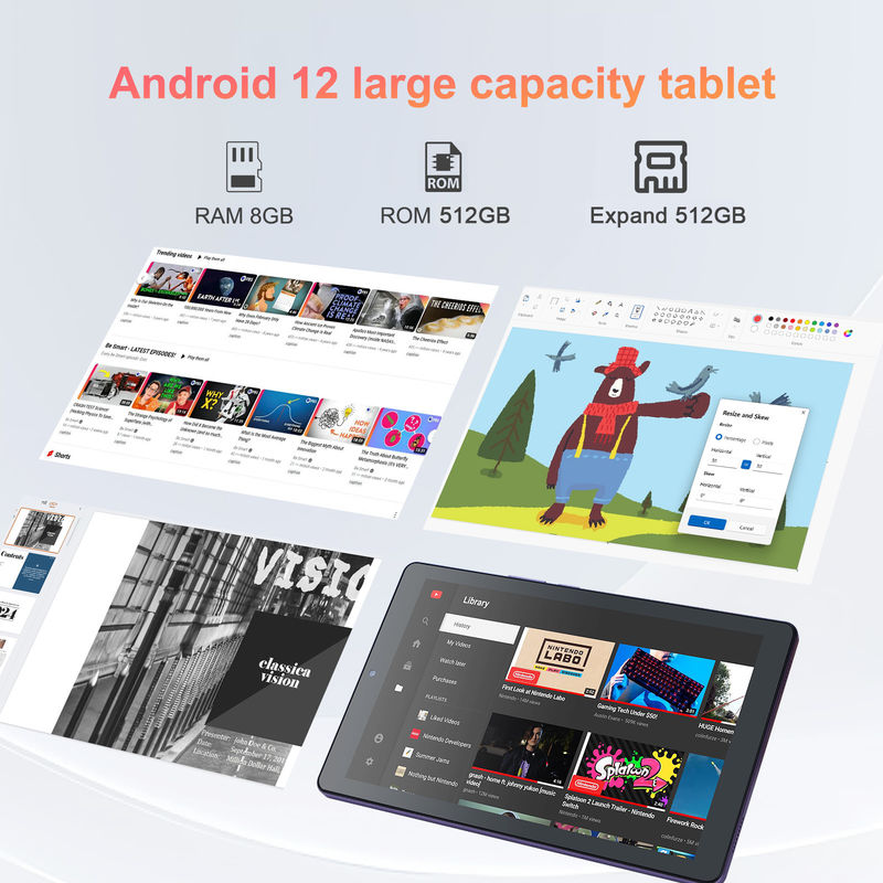 C idea 9 pulgadas Android 12 Tablet 8GB RAM 512GB ROM 5MP + 8MP Tablet WIFI de doble cámara con SIM CM915 (Púrpura)
