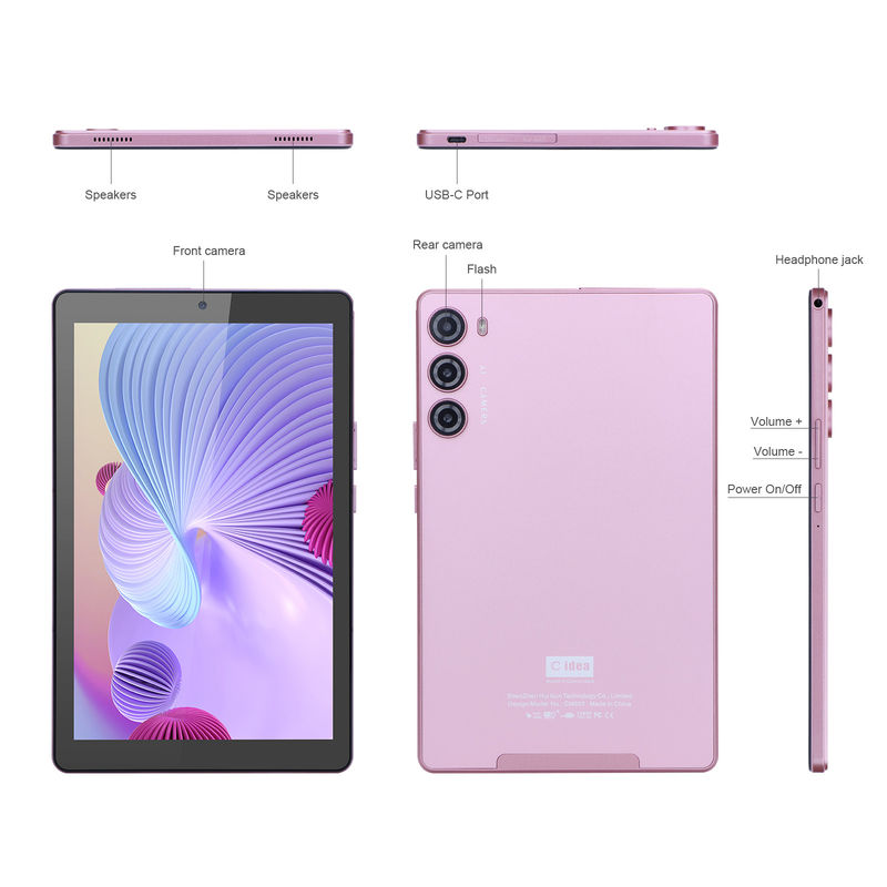 C idea 9 pulgadas Tablet PC WIFI 2.4G/5G 800x1280 IPS Pantalla Android Tablet Soporte de llamadas telefónicas con cámara doble ((Pink)