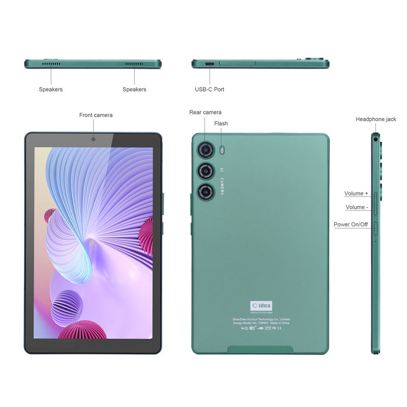 C idea 9 pulgadas Tablet PC WIFI 2.4G/5G 800x1280 IPS Pantalla Android Tablet Soporte de llamadas telefónicas con cámara doble ((verde)