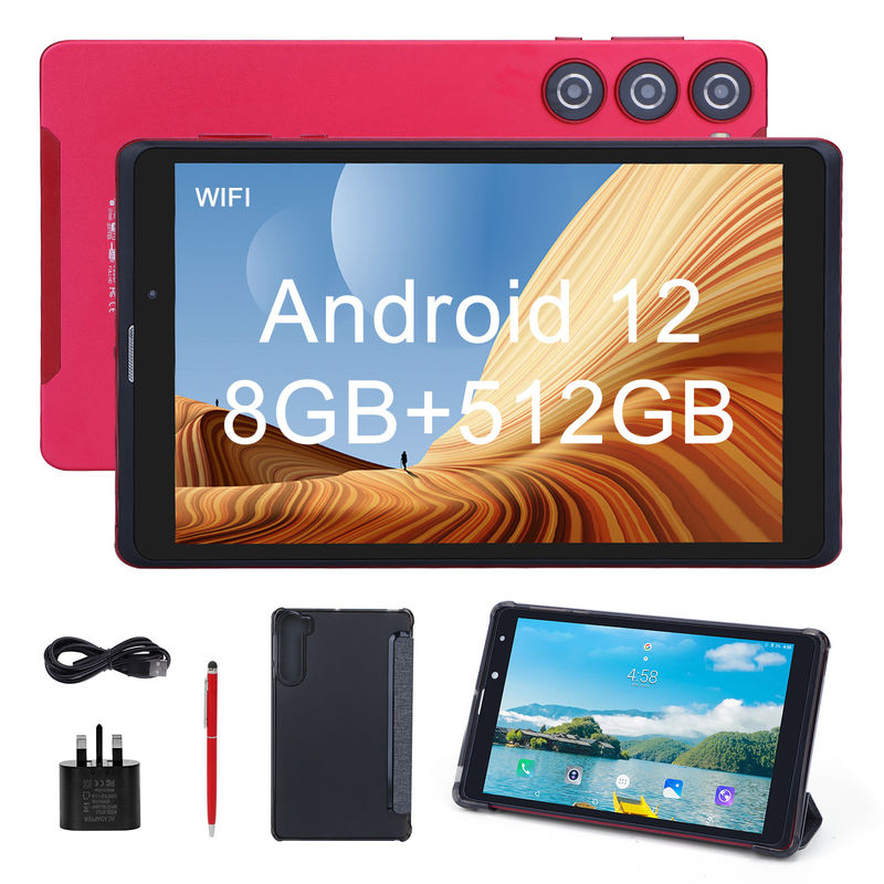 C idea 8 pulgadas Android Tablet Pc fabricante con Android 12 Cuad Core 8GB + 512GB almacenamiento IPS HD Display CM835 ((rojo)