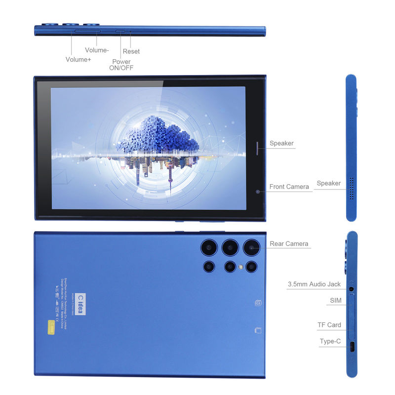 C idea 8 pulgadas Android Tablet PC 8 GB de RAM 512 GB de ROM Cuad Core 800 * 1280 Tabletas HD con WIFI / tarjeta SIM CM822 (azul)
