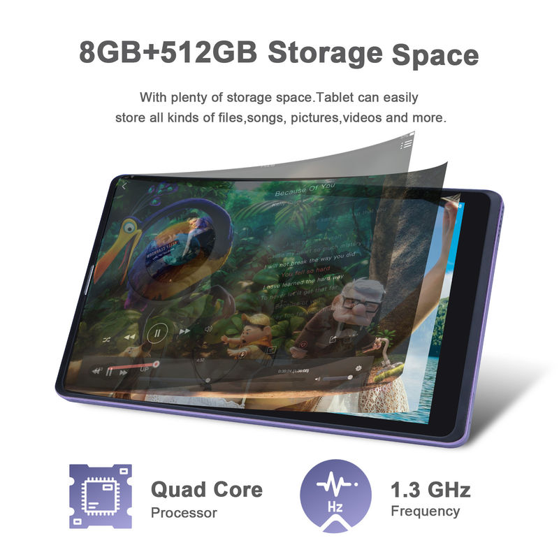 C idea 8 pulgadas Android Tablet Pc fabricante con Android 12 Cuad Core 8GB + 512GB almacenamiento IPS HD Display CM835 ((púrpura)