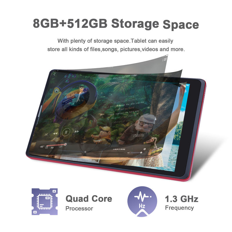 C idea 8 pulgadas Android Tablet Pc fabricante con Android 12 Cuad Core 8GB + 512GB almacenamiento IPS HD Display CM835 ((rojo)