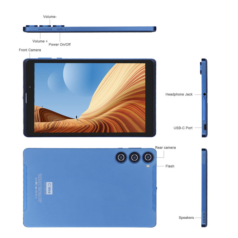 C idea 8 pulgadas Android Tablet Pc fabricante con Android 12 Cuad Core 8GB + 512GB almacenamiento IPS HD Display CM835 ((azul)