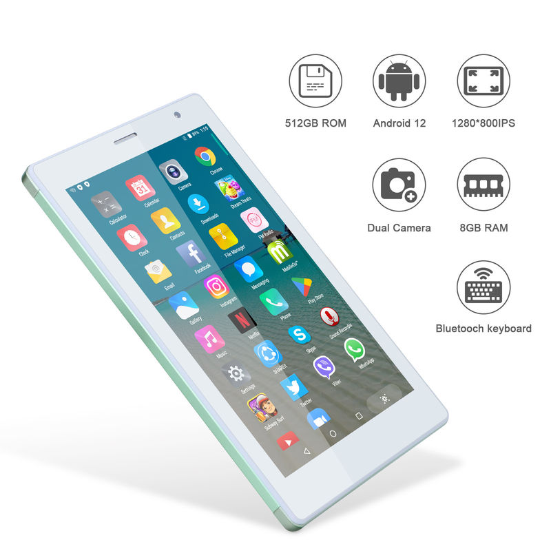 C idea 7 pulgadas tabletas inteligentes Android 8 + 512GB Cuad Core WiFi Tablet HD pantalla táctil CM513 ((verde)