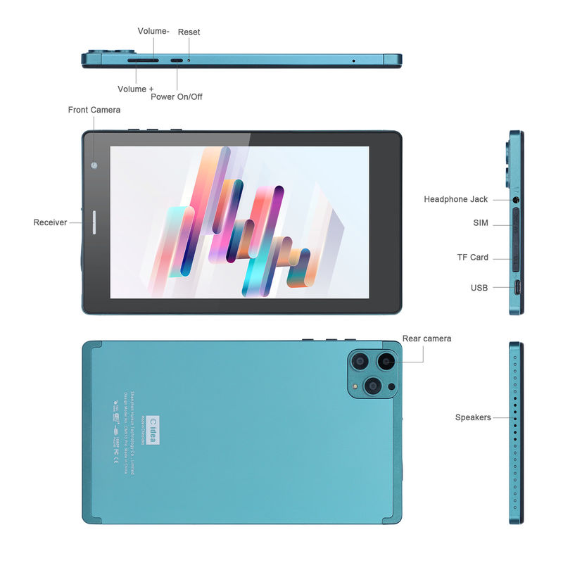 C idea 7 pulgadas tabletas inteligentes Android 8 + 512 GB Cuad Core WiFi Tablet HD pantalla táctil CM513 ((azul)