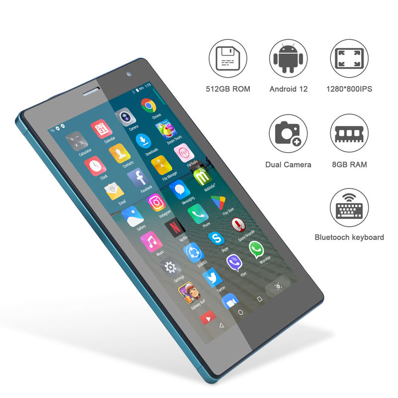 C idea 7 pulgadas tabletas inteligentes Android 8 + 512 GB Cuad Core WiFi Tablet HD pantalla táctil CM513 ((azul)