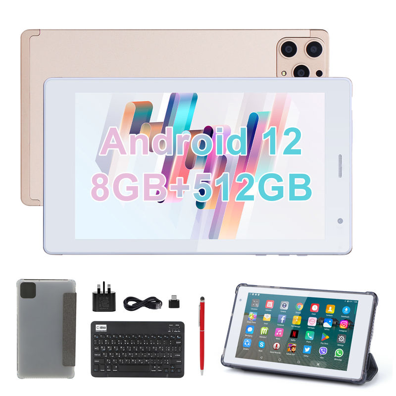 C idea 7 pulgadas tabletas inteligentes Android 8 + 512GB Cuad Core WiFi Tablet HD pantalla táctil CM513 ((Oro)