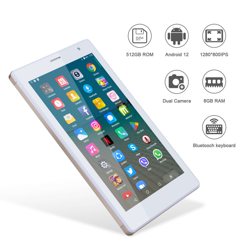C idea 7 pulgadas tabletas inteligentes Android 8 + 512GB Cuad Core WiFi Tablet HD pantalla táctil CM513 ((Oro)