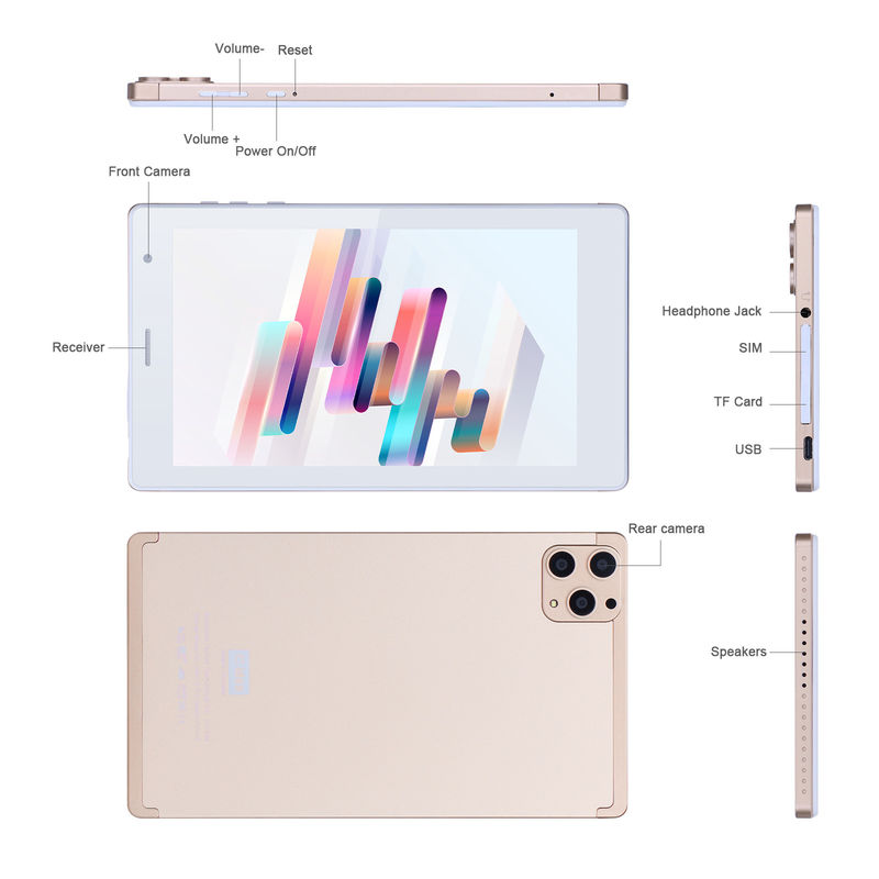 C idea 7 pulgadas tabletas inteligentes Android 8 + 512GB Cuad Core WiFi Tablet HD pantalla táctil CM513 ((Oro)