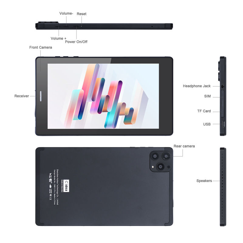 C idea 7 pulgadas tabletas inteligentes Android 8 + 512 GB Cuad Core WiFi Tablet pantalla táctil HD CM513 ((Negro)