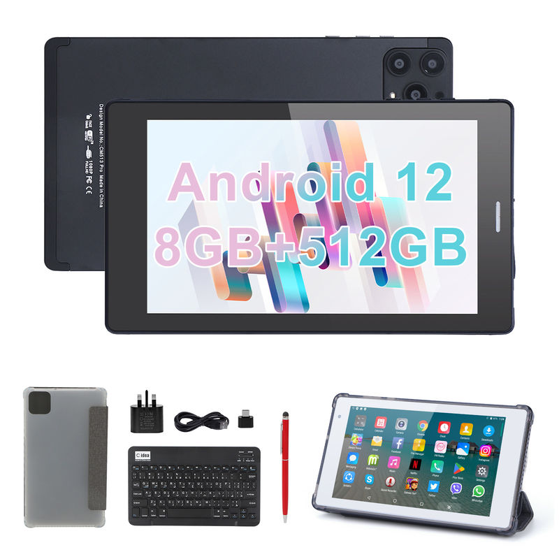 C idea 7 pulgadas tabletas inteligentes Android 8 + 512 GB Cuad Core WiFi Tablet pantalla táctil HD CM513 ((Negro)