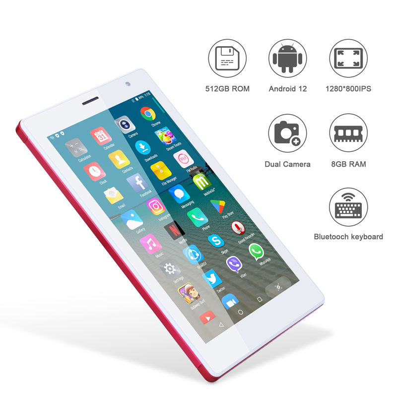 C idea 7 pulgadas Android tabletas inteligentes 8 + 512 GB Cuad Core WiFi Tablet HD pantalla táctil CM513 ((rojo)
