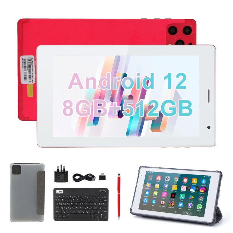 C idea 7 pulgadas Android tabletas inteligentes 8 + 512 GB Cuad Core WiFi Tablet HD pantalla táctil CM513 ((rojo)