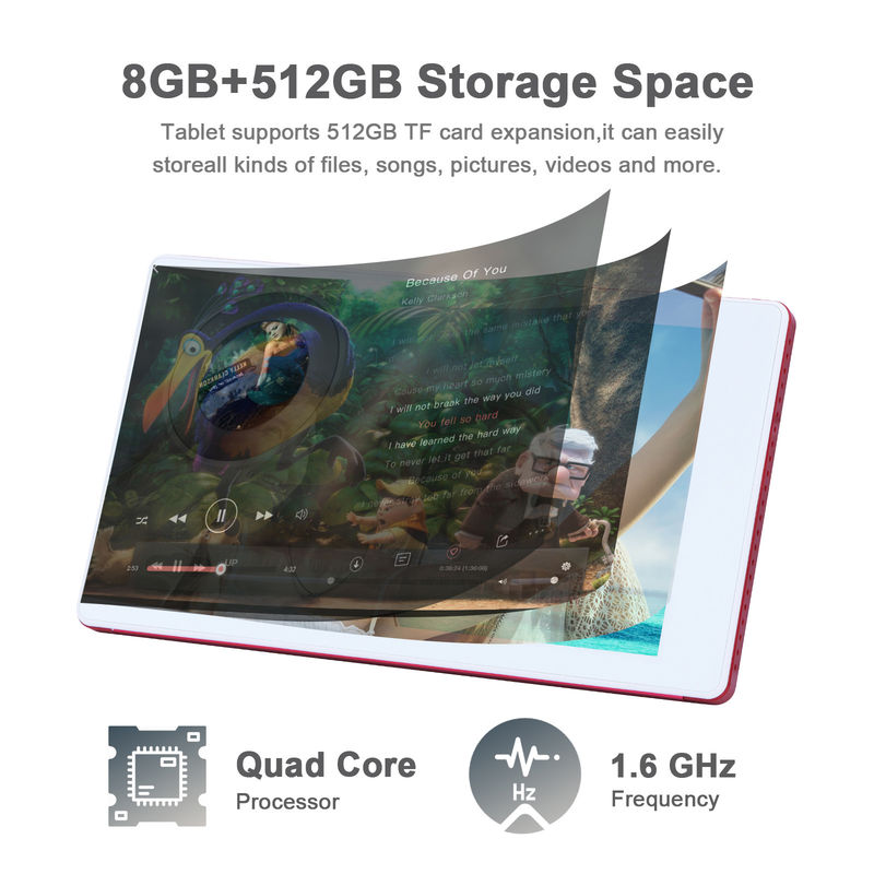 C idea 7 pulgadas Android tabletas inteligentes 8 + 512 GB Cuad Core WiFi Tablet HD pantalla táctil CM513 ((rojo)