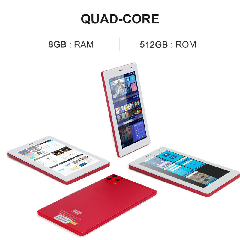 C idea Tablet PC de 7 pulgadas 8 GB de RAM 512 GB de ROM Cuad Core Procesador Dual cámara WiFi / BT para adolescentes con caja CM513 (rojo)