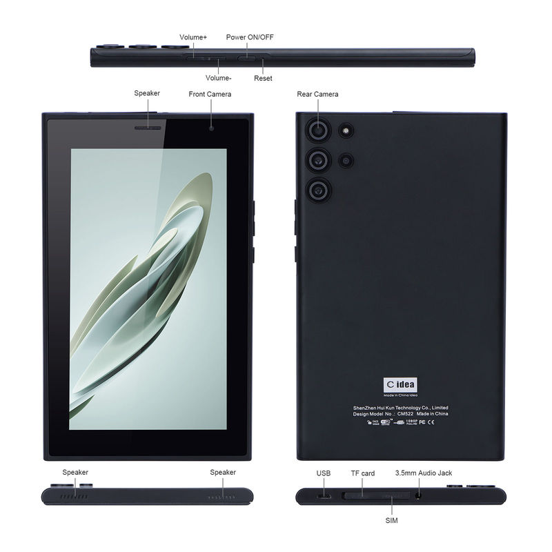 C idea Tablet portátil de pantalla de 7 pulgadas con pantalla de luz azul WiFi 32GB + 32GB Expandida de doble cámara para regalo CM522 Negro
