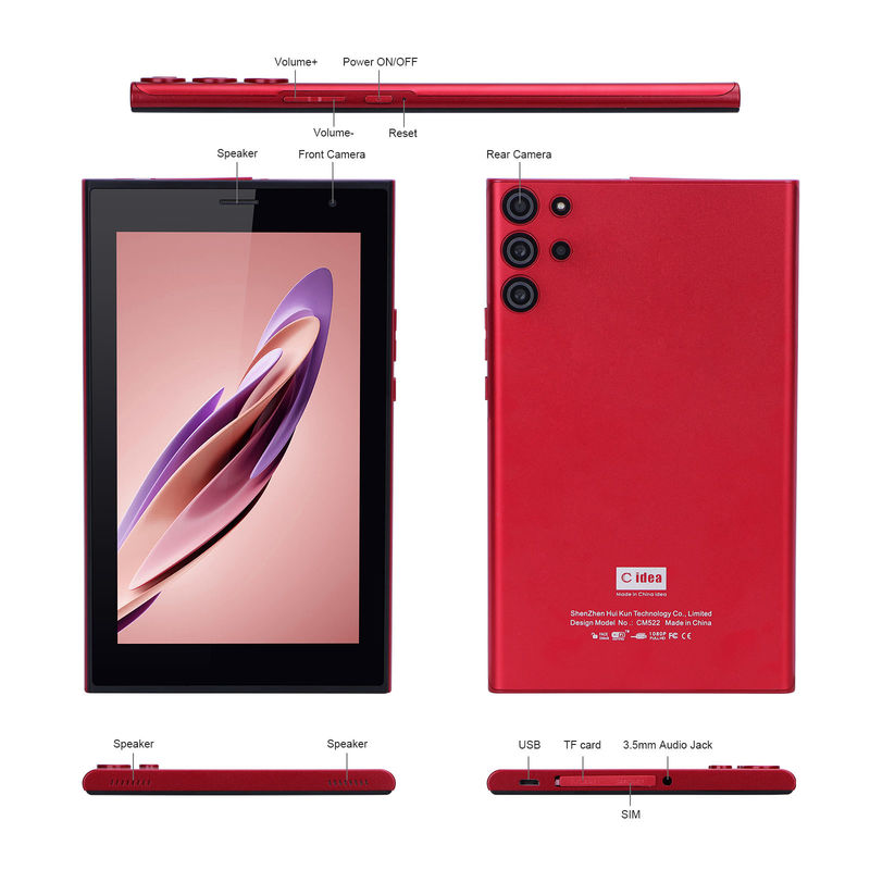 C idea Android Tablet PC de 7 pulgadas con 6 RAM + 128 ROM Almacenamiento de 6000mAh duración de la batería para niños y adultos CM522 Rojo