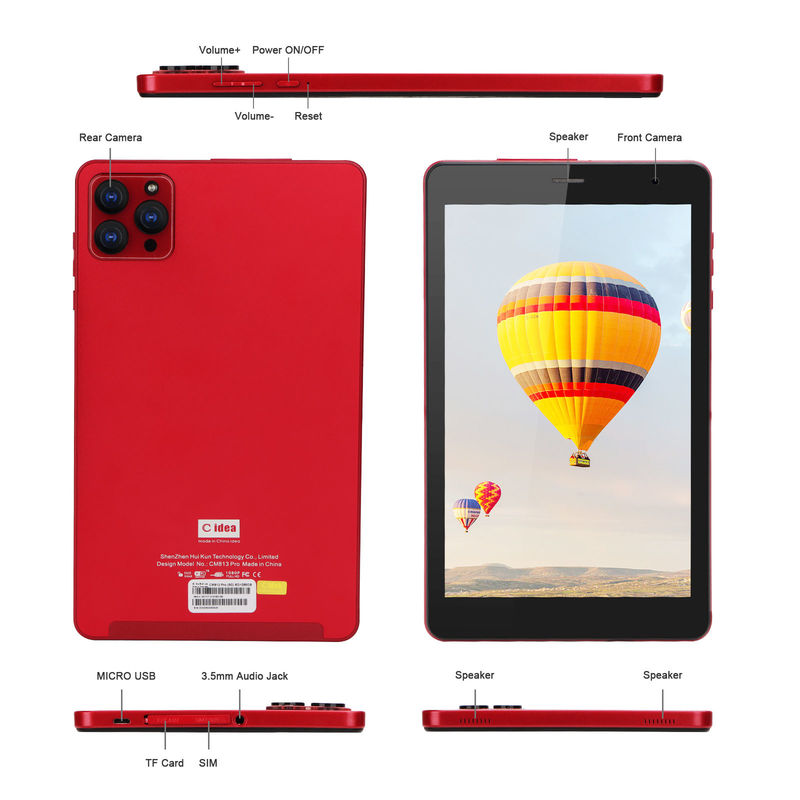 C idea 1280x800 IPS 8 pulgadas Tablet Android HD con pantalla táctil GPS Wifi Dual cámara 8000mAh Batería CM813-rojo