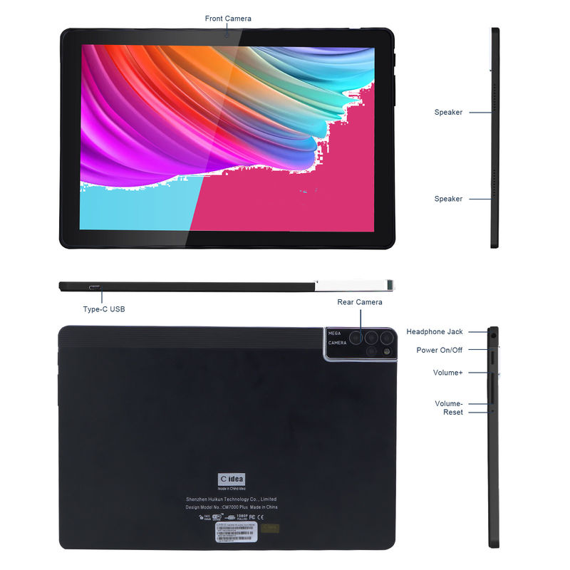 C idea 800x1280 IPS 10 pulgadas Tablet PC con caja 256GB ROM Cuad Core Dual 5MP + 8MP cámara HD IPS pantalla CM7000 Negro