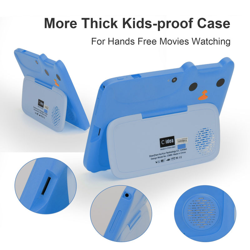 C idea Tablet de estudio Kidspad de 7 pulgadas con caja amigable para niños 4GB + 64GB Cuad Core 600 X 1024 IPS CM80 Azul