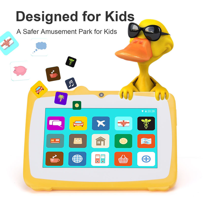 C idea Tablet de aprendizaje para niños Android de 7 pulgadas 64 GB + 32 GB Almacenamiento expandible HD Dual cámara 2MP + 2MP CM80 Amarillo
