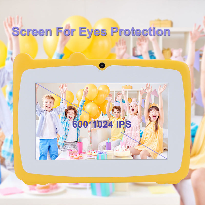 C idea Tablet de aprendizaje para niños Android de 7 pulgadas 64 GB + 32 GB Almacenamiento expandible HD Dual cámara 2MP + 2MP CM80 Amarillo