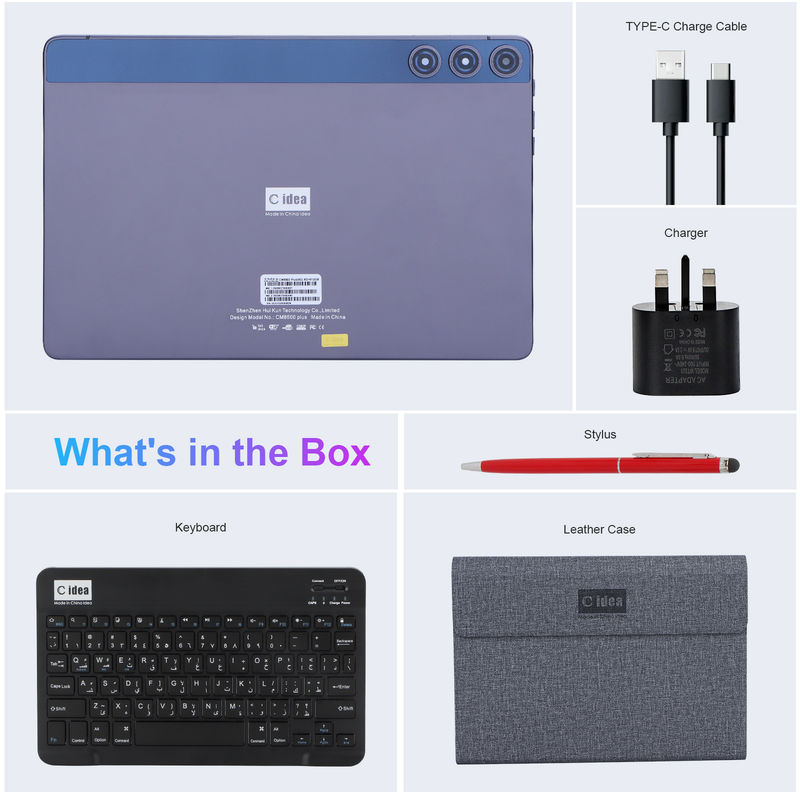 C idea Tablet Android de 10,1 pulgadas con doble cámara 8 GB de RAM 512 GB WIFI Tablet 5G con teclado y ratón Soporte SIM para la escuela